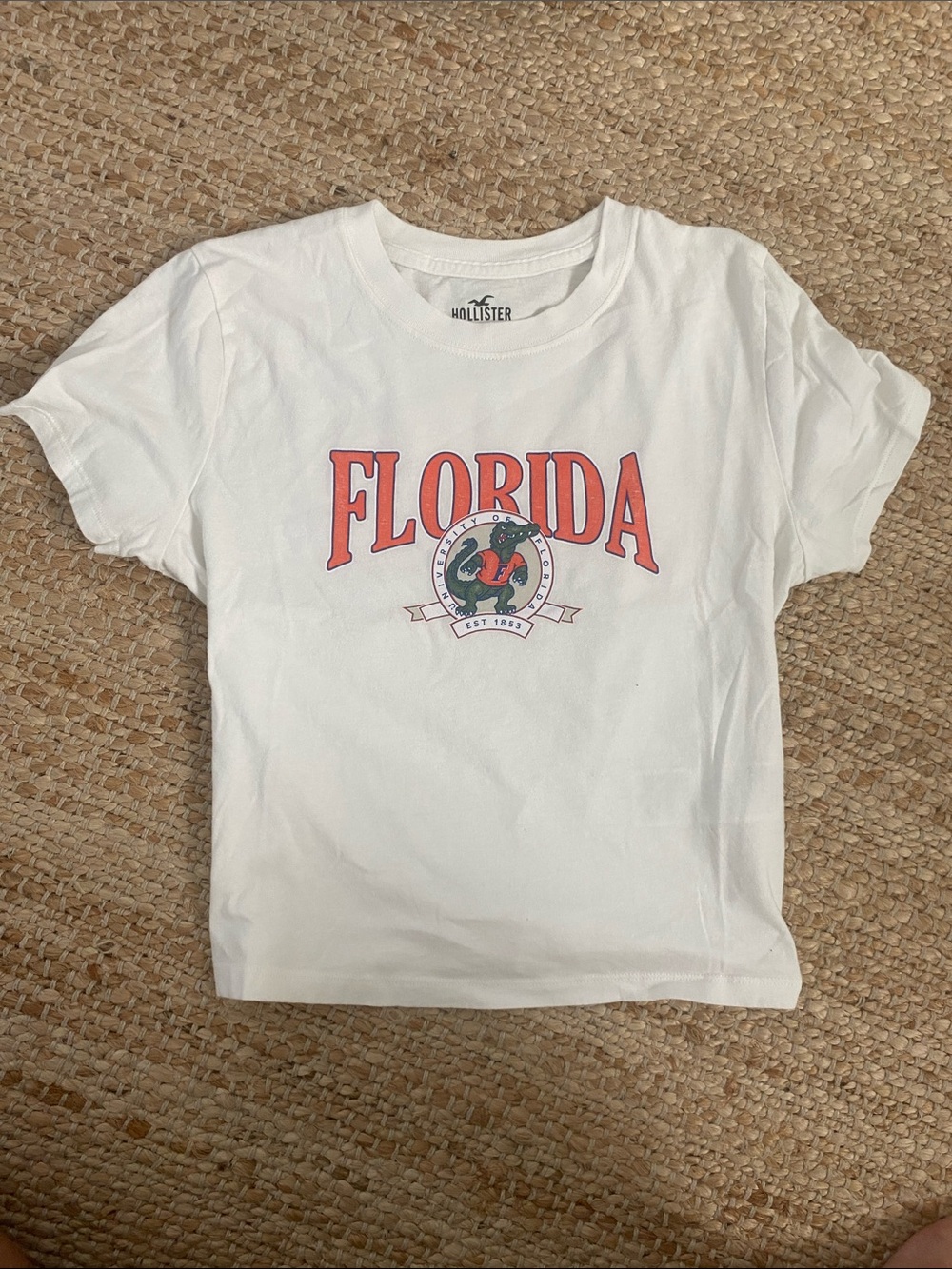 Hollister White Short-Sleeve Tee with Red Florida Graphic